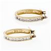 Image 3 : 14K Yellow Gold 0.35 ctw Channel Round Champagne Diamond Snap Oval Hoop Earrings