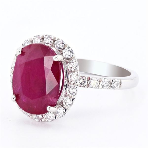5.87 ctw Ruby and 1.03 ctw Diamond Platinum Ring
