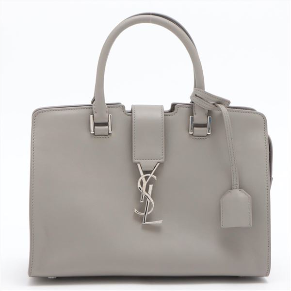 Saint Laurent Gray Leather Baby Cabas 2Way Bag 424868