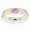 Image 5 : 14K White Gold 0.62 ctw Oval Burnish Set Light Burgundy Ruby Solitaire Band Ring