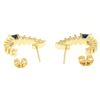 Image 4 : 14k Yellow Gold .62 ctw Channel Set Square Sapphire Bar Set Diamond Cuff Earring