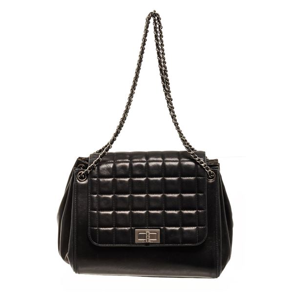 Chanel Black Leather Chocolate Bar Shoulder Bag