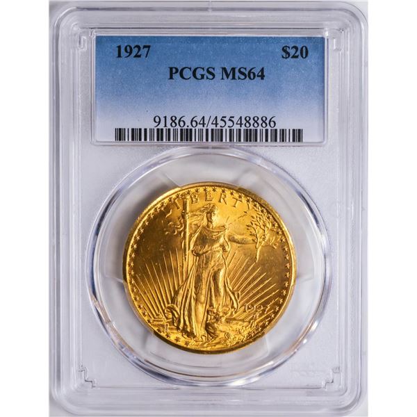 1927 $20 St. Gaudens Double Eagle Gold Coin PCGS MS64
