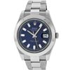 Image 2 : Rolex Mens SS 41MM Blue Baguette Diamond Datejust 2 Oyster Band Wristwatch