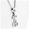 Image 3 : Petite 18K White Gold .10 ctw Diamond Dual Cherry Charm Slide Pendant & Box Chai