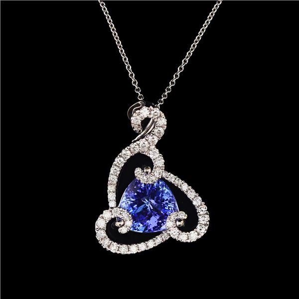2.27 ctw Tanzanite and 0.36 ctw Diamond 14K White Gold Pendant/Necklace