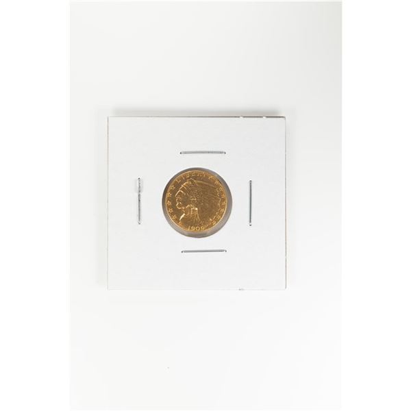 1909 $2 1/2 Indian Head Quarter Eagle Gold Coin