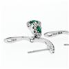 Image 5 : New 14K White Gold .89 ctw Round Emerald & Diamond Dual Halo Drop Dangle Earring