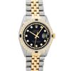Image 2 : Rolex Mens 2 Tone Black String Diamond & Sapphire 36MM Datejust Wristwatch