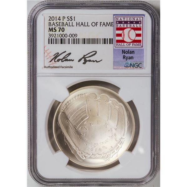 2014-P Nolan Ryan Baseball Hall of Fame Dollar Coin NGC MS70