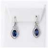 Image 2 : 3.67 ctw Blue Sapphire and 0.93 ctw Diamond Platinum Earrings