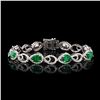 Image 1 : 8.88 ctw Emerald and 2.87 ctw Diamond Platinum Bracelet