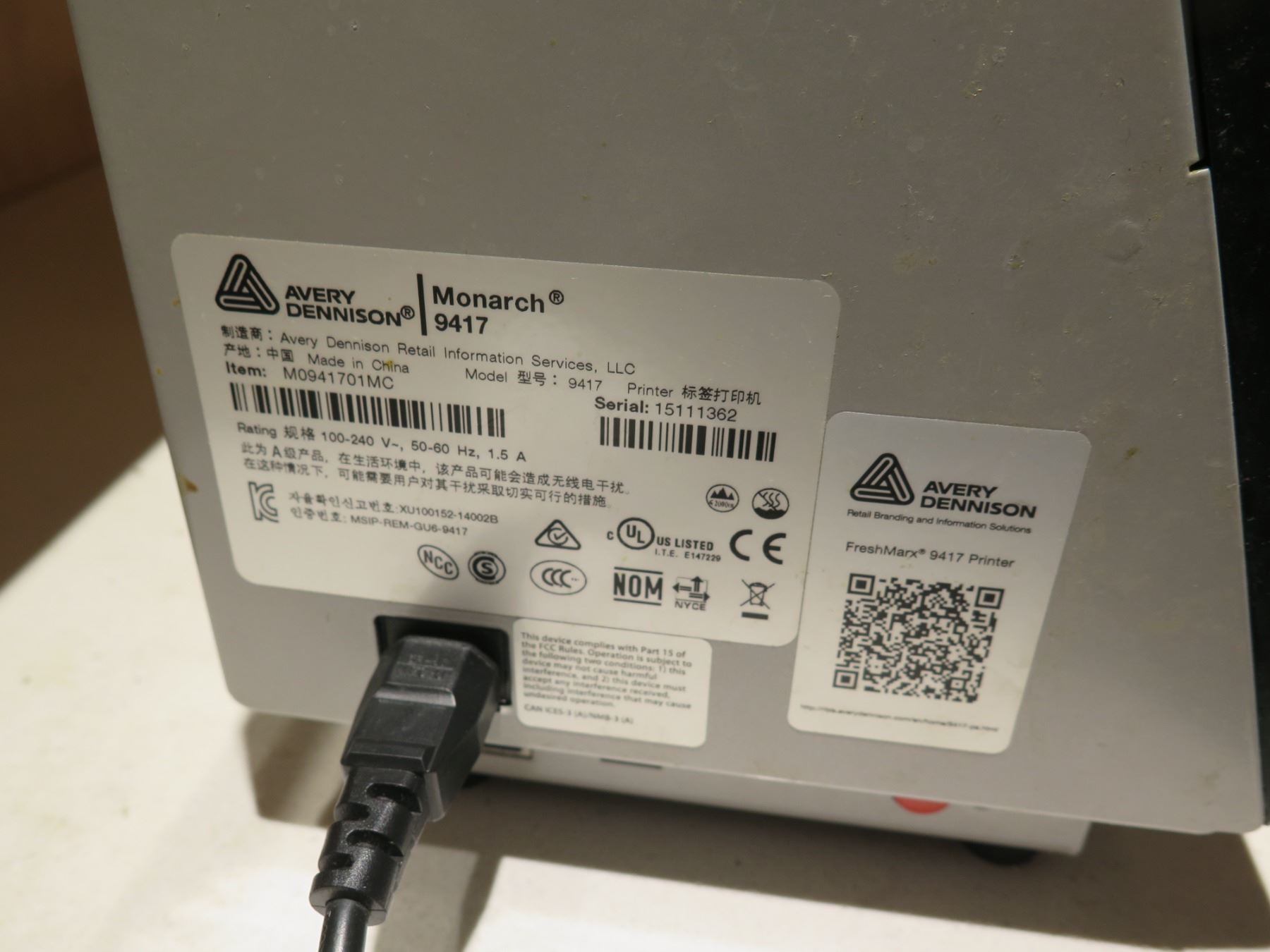 Freshmarx Printer Avery-Dennison Monarch FreshMarx 9417 Food Label Printer w/ Multiple ...