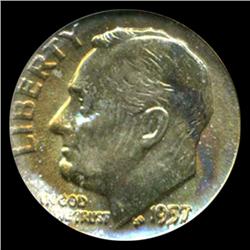 1957 Roosevelt Dime Graded MS67 with FB (COI-4753)