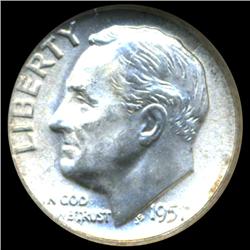 1951 Roosevelt Dime Graded NGC MS66 FB (COI-4786)