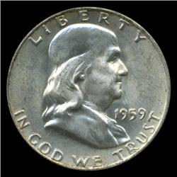 1959D Franklin Half Graded MS65 FBL (COI-4917)