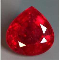 3.55ct Perfect Pear Cut Blood Red Natural Ruby Madagascar (GEM-16379)