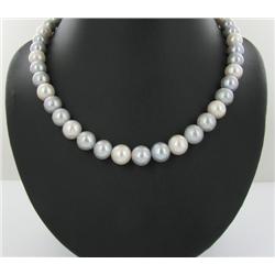 Rare Cream & Lavender/Silver Saltwater Pearl Necklace (JEW-1374)