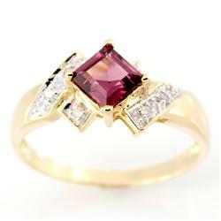 0.86Ct Natural Rhodolite & Diamond 9K Gold Ring (JEW-9118X)