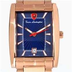 New Lamborghini Swiss Movement Tank Style18k/SS Watch Retail $2,795 (WAT-136)