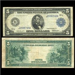 1914 US $5 Note Rare Hi Grade (COI-5273)
