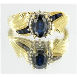 1.65ct Ceylon Blue Sapphire & Diamond 10k Gold Ladies Ring (JEW-1471)