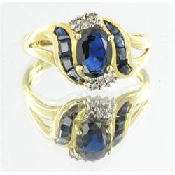 1.8ct Ceylon Blue Sapphire & Diamond 10k Gold Ladies Ring (JEW-1472)