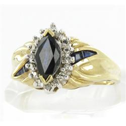 1.2ct Ceylon Blue Sapphire & Diamond 10k Gold Ladies Ring (JEW-1473)