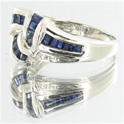 1.6ct Ceylon Blue Sapphire & Diamond 14k White Gold Ladies Ring (JEW-1500)