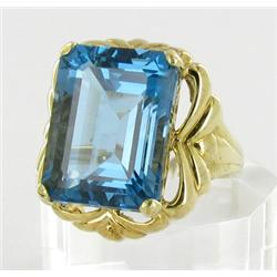10+ct Swiss Blue Topaz 10k Gold Ladies Ring (JEW-1503)