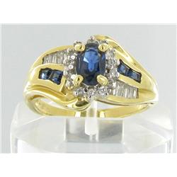 1.2ct Ceylon Blue Sapphire & Diamond 14k Gold Ladies Ring (JEW-1517)