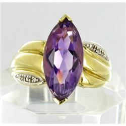 3.5ct Pink Amethyst & Diamond 10k Gold Ladies Ring (JEW-281)