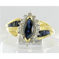 1.35ct Ceylon Blue Sapphire & Diamond 10k Gold Ladies Ring (JEW-297)