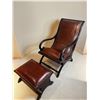 Image 1 : Rustic Brown Leather Accent Chair with Footstool