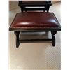 Image 2 : Rustic Brown Leather Accent Chair with Footstool
