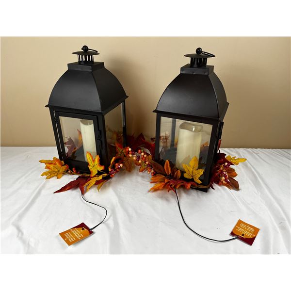 2 - Metal Harvest Candle Lanterns