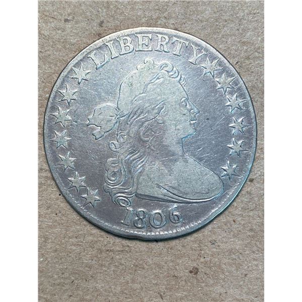 1806 Draped Bust Half Dollar Pointed 6, Stems VF-20 216 YEARS OLD