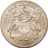 Image 2 : 1974 TURKS & CAICOS 20 CROWNS SILVER, CHURCHILL, MATTE BU, 1.1509 ASW