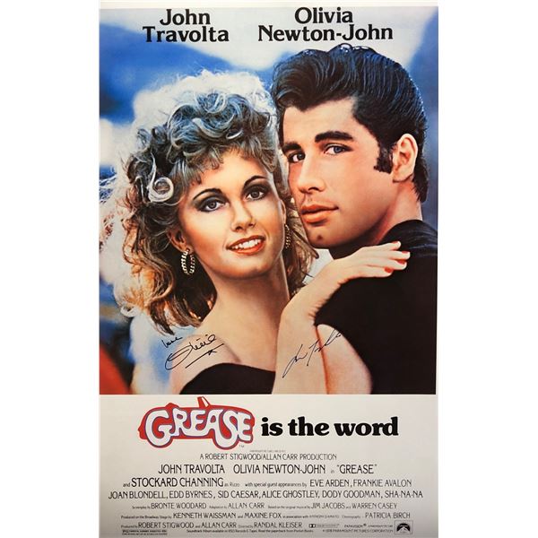 Grease Poster Olivia Newton John John Travolta Autographed Signed