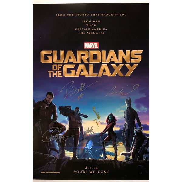 Guardians of Galaxy Poster Chris Pratt Autographed Signed