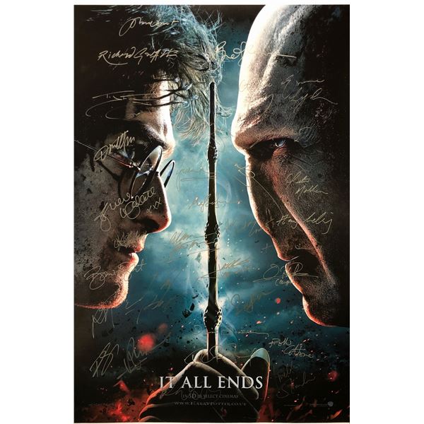 Harry Potter Deathly Hallow Pt 2 Poster Daniel Radcliffe Emma Watson Rupert Grint J.K.Rowling Autogr