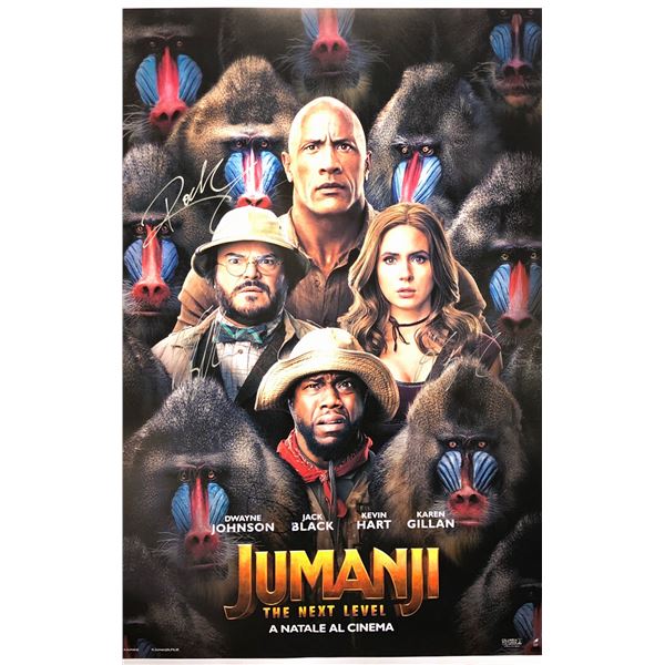 Jumanji Next Level Poster Dwayne Johnson Autographed Signed