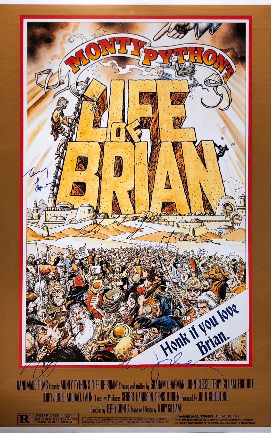 Monty Python Life of Brain Poster John Cleese Autographed Signed