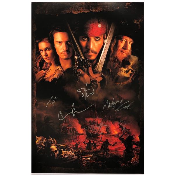 Pirates of Caribbean Johnny Depp Orlando Bloom Poster Autographed Signed