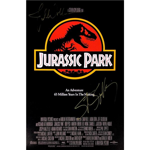 Steven Spielberg John William Autograph Jurassic Park Poster