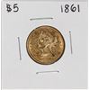 Image 1 : 1861 $5 Liberty Head Half Eagle Gold Coin Civil War Date