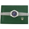 Image 4 : Rolex Men's Stainless Steel Blue Vignette 3 ctw Diamond Datejust Wristwatch