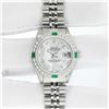 Image 3 : Rolex Ladies Stainless Steel Mother of Pearl Diamond & Emerald Datejust Wristwatch