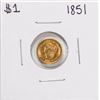 Image 1 : 1851 Type 1 $1 Liberty Head Gold Dollar Coin