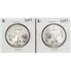 Lot of (2) 2007 $1 American Silver Eagle Coins
